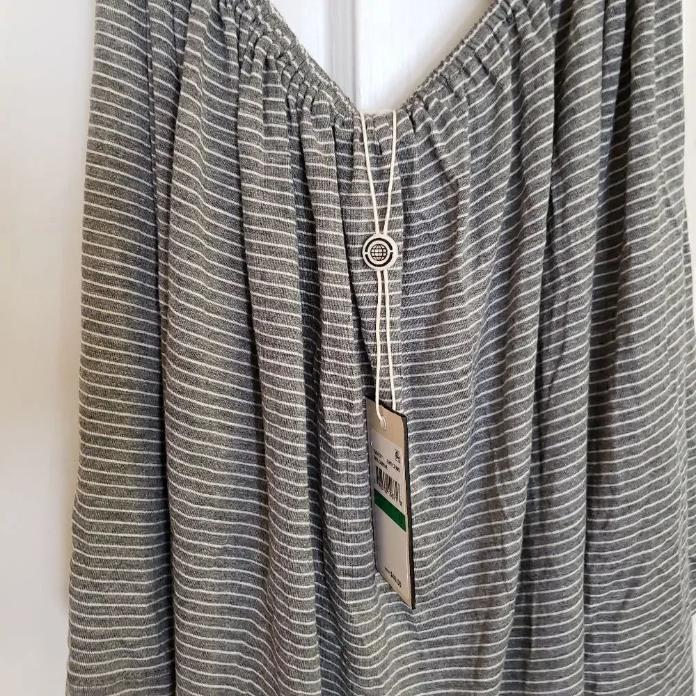 Max Studio London Striped Racerback Cami Tank Gray/White - Picture 3 of 7